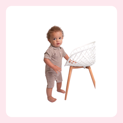 GOOSIES | Chocolate Striped Polo Romper