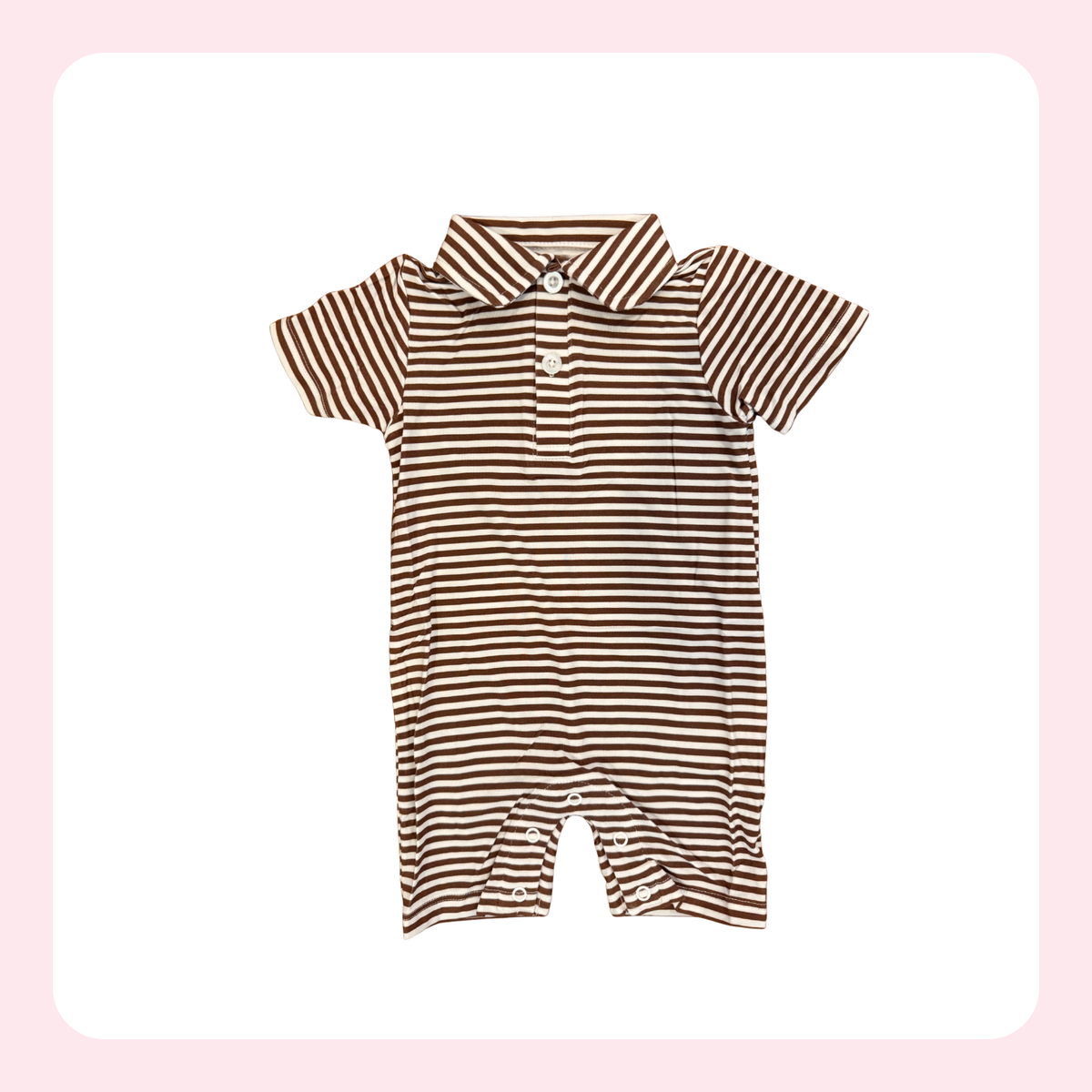 GOOSIES | Chocolate Striped Polo Romper