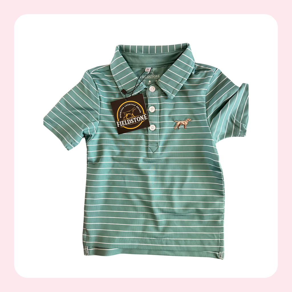 Fieldstone | Green Striped Puppy Polo